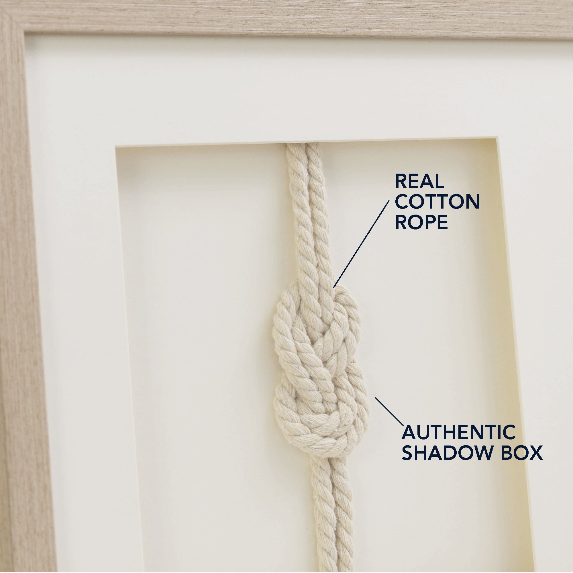 Framed Nautical Rope Wall Decor Cream Coastal Shadow Box Art