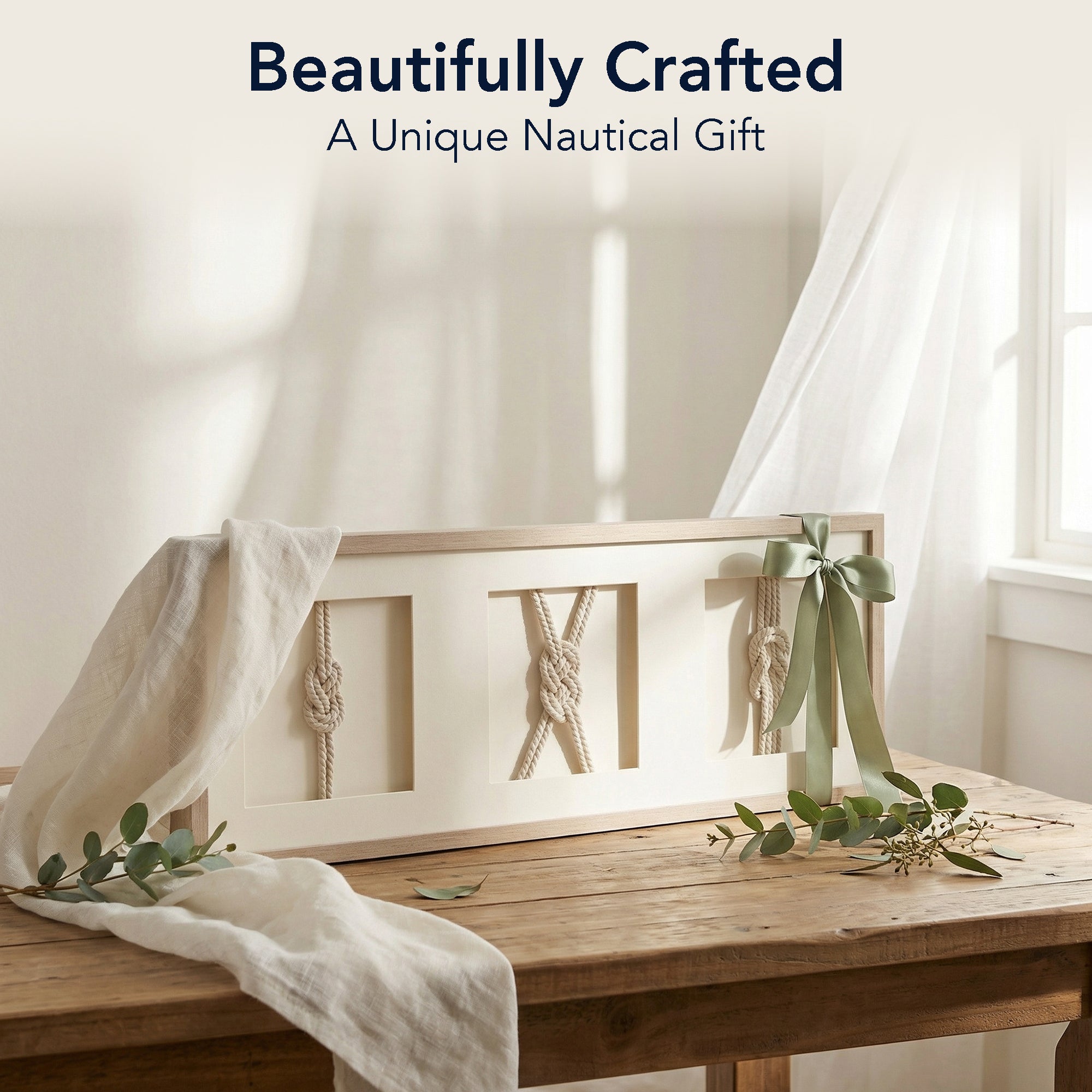 Framed Nautical Rope Wall Decor Cream Coastal Shadow Box Art