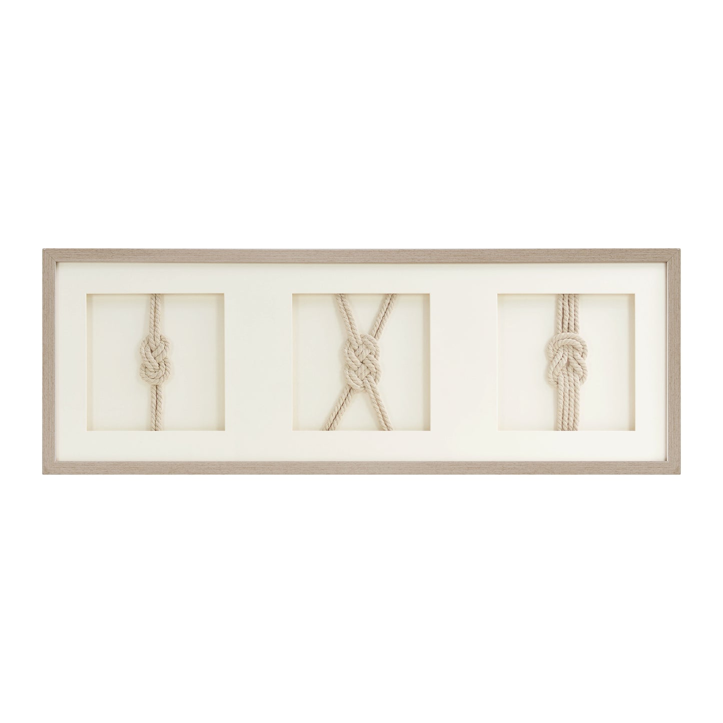 Framed Nautical Rope Wall Decor Cream Coastal Shadow Box Art