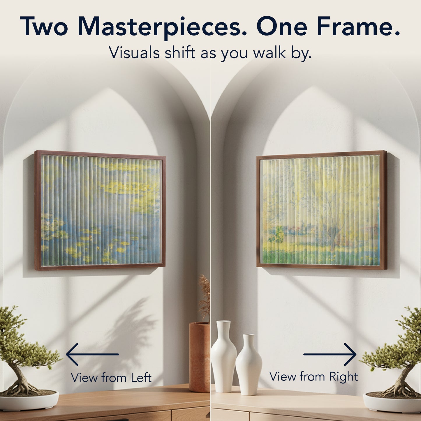 Framed Wall Art Double-Sided Van Gogh Monet Decor