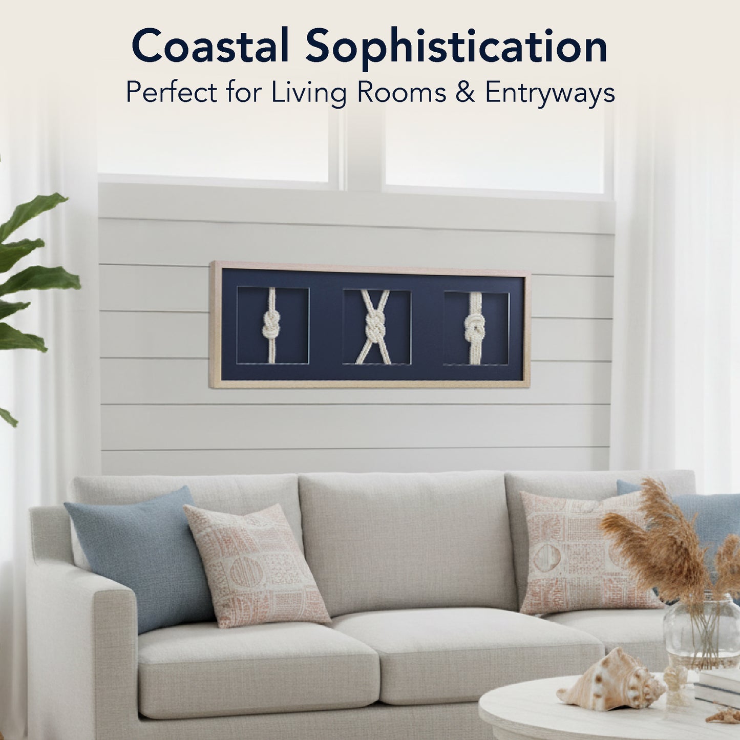Framed Nautical Rope Wall Decor Navy Coastal Shadow Box Art
