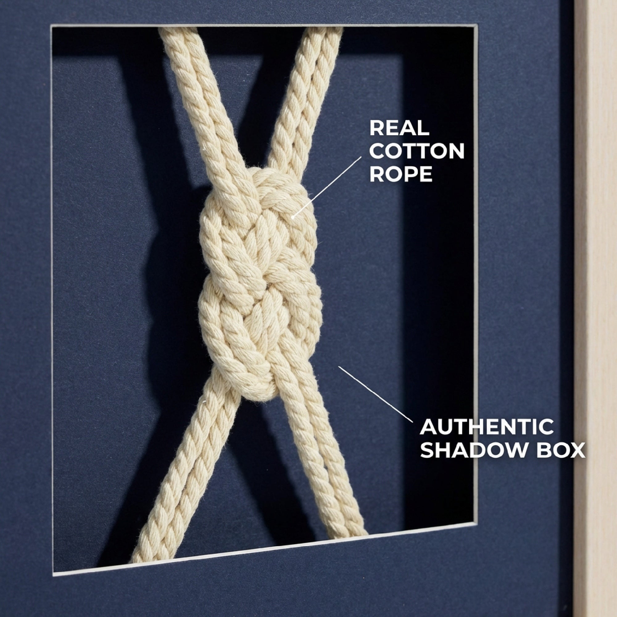 Framed Nautical Rope Wall Decor Navy Coastal Shadow Box Art