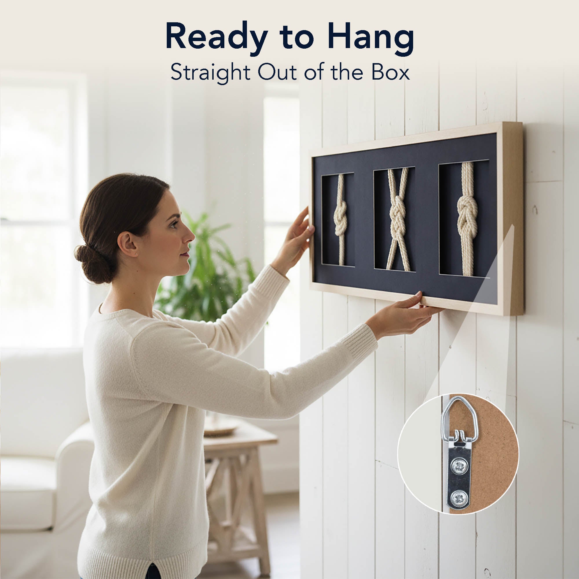 Framed Nautical Rope Wall Decor Navy Coastal Shadow Box Art