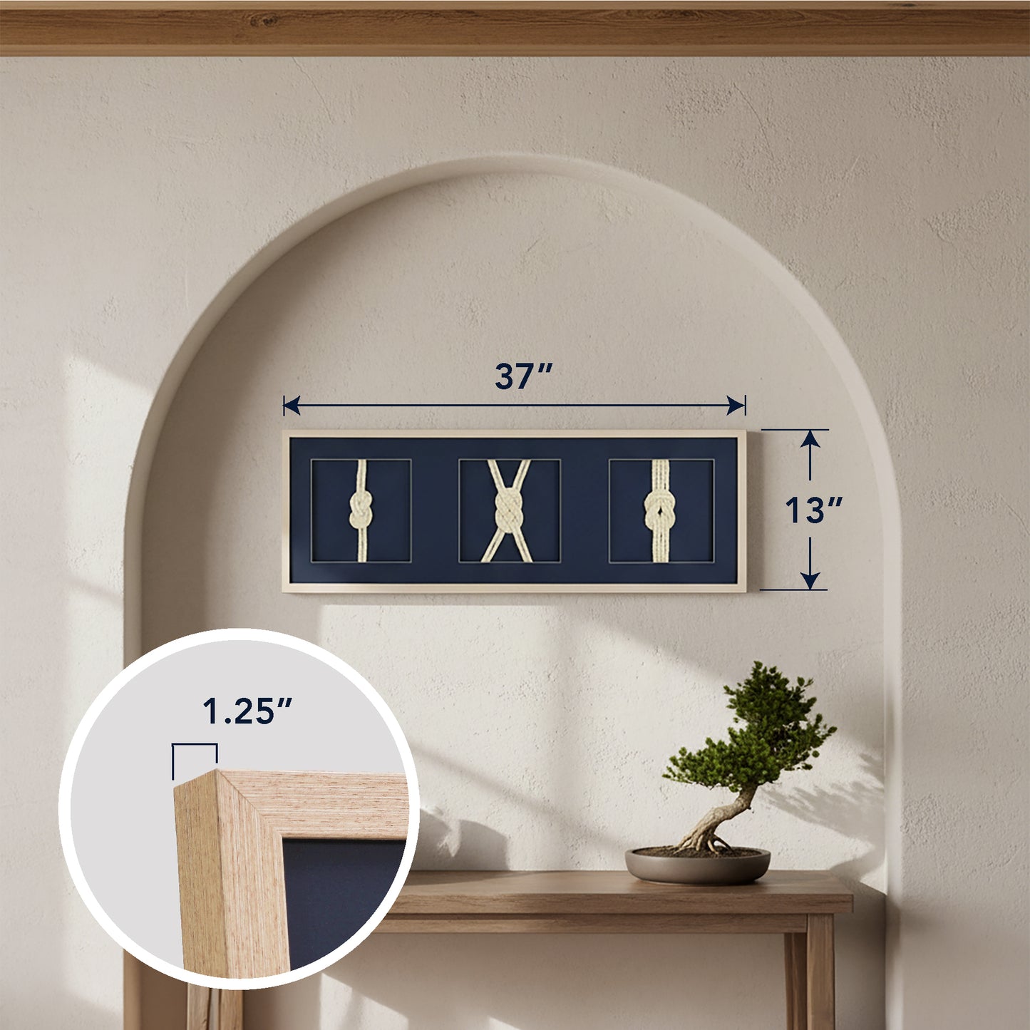 Framed Nautical Rope Wall Decor Navy Coastal Shadow Box Art