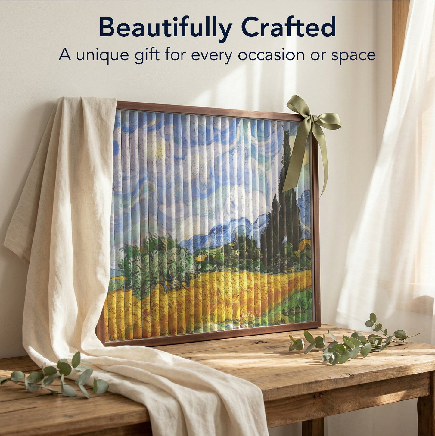 Double-Sided Van Gogh The Stary Night & Changing Trees Inspired Framed Fine Art Wall Décor