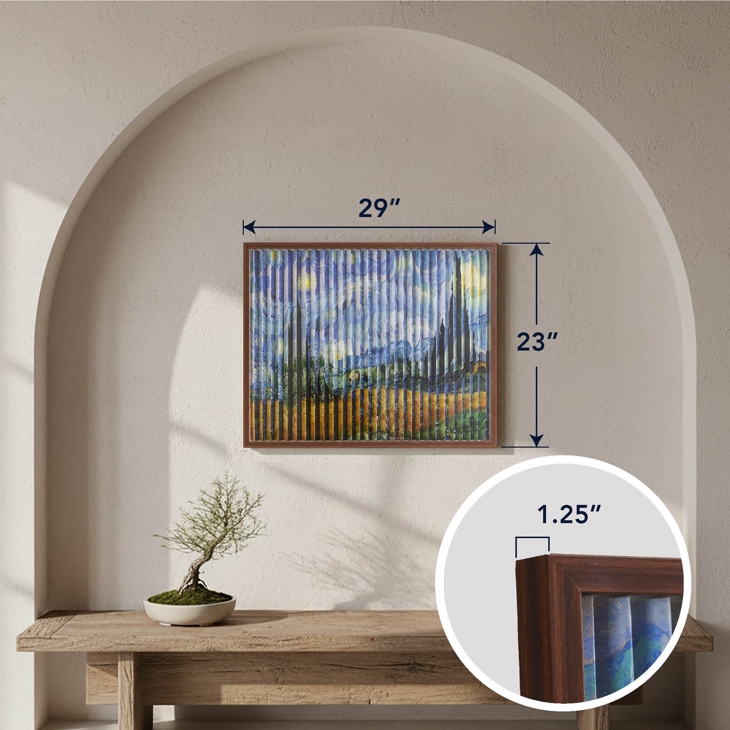 Double-Sided Van Gogh The Stary Night & Wheat Field with Cypresses Inspired Framed Fine Art Wall Decor