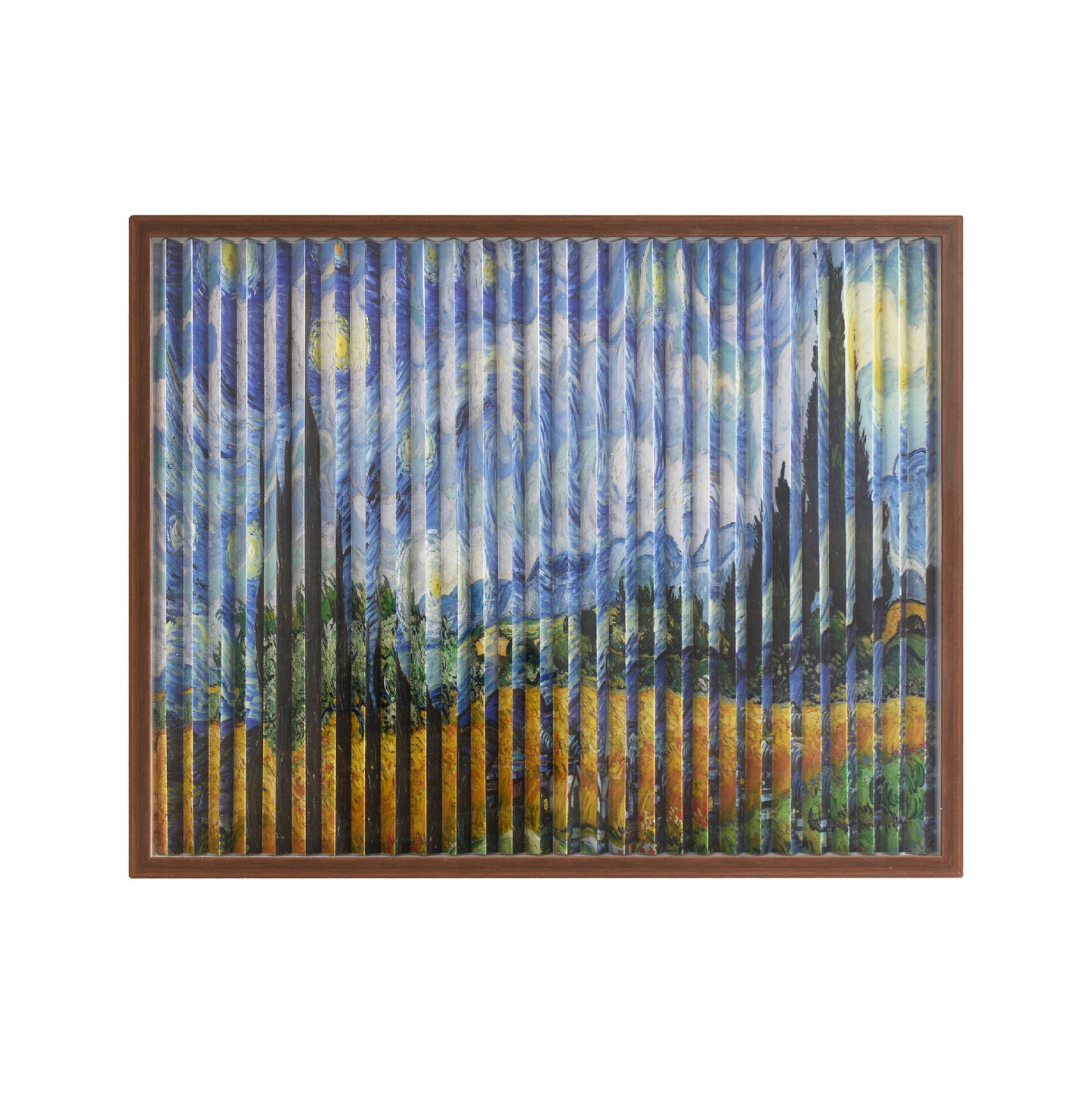 Double-Sided Van Gogh The Stary Night & Changing Trees Inspired Framed Fine Art Wall Décor