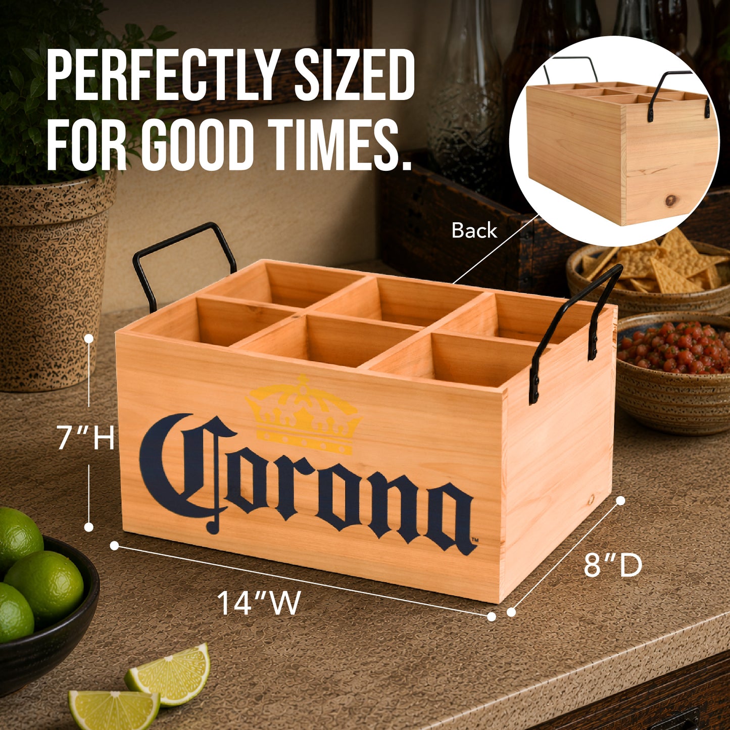 Corona Extra Wooden 6 Bottle Crate Beer Caddy Storage Box