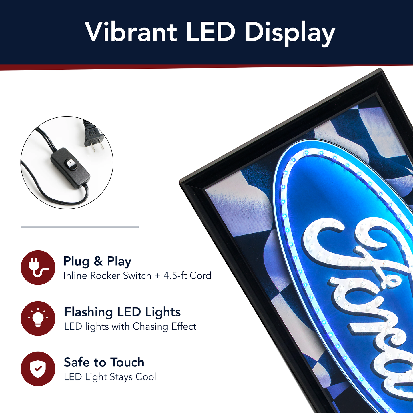 Officially Licensed Ford Logo Framed LED Sign
