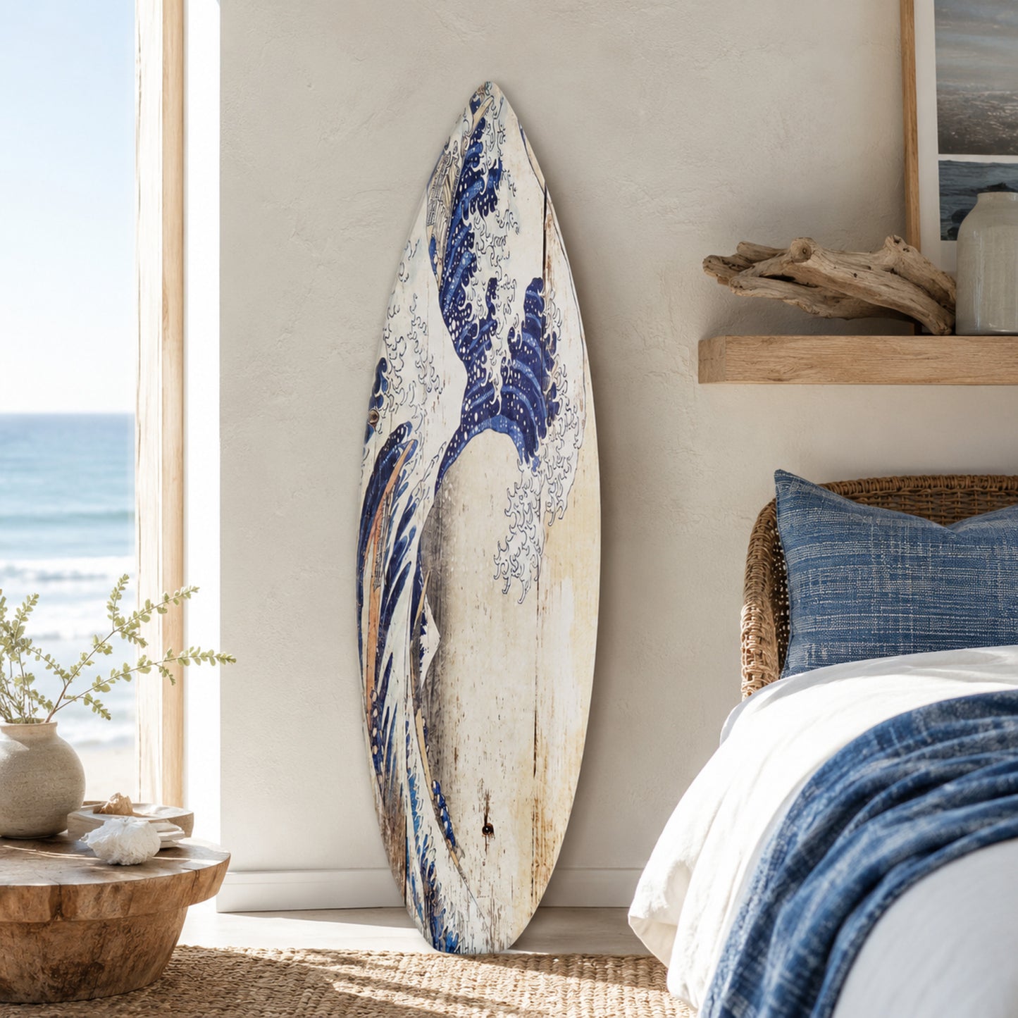 The Great Wave of Kanagawa Surfboard Plaque Wall Sign - 60"x15"