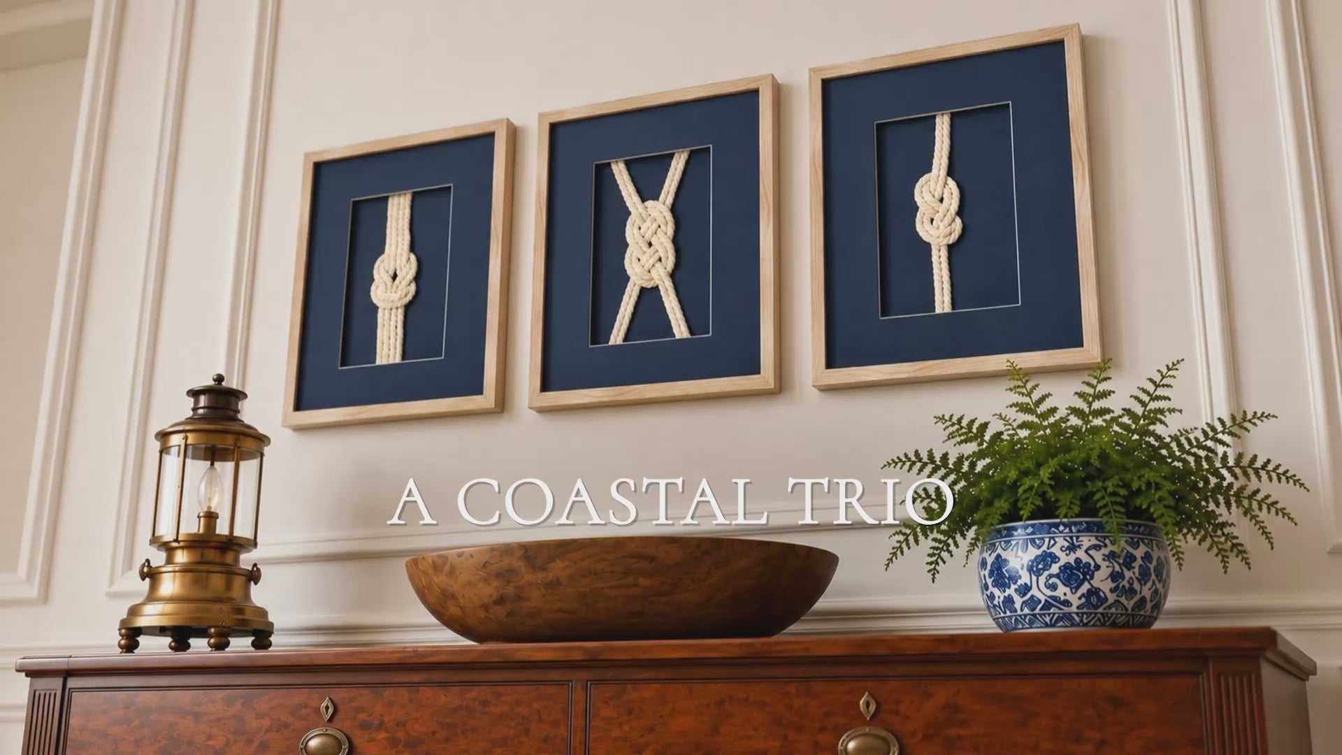 Framed Nautical Rope Wall Decor Navy Coastal Shadow Box Art