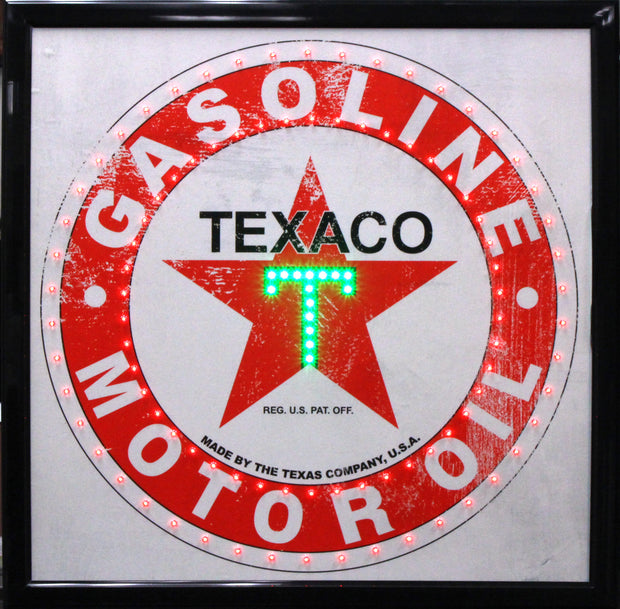 Officially Licensed Texaco Gasoline Motor Oil Framed LED Sign