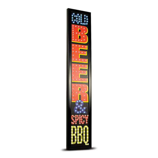 Cold Beer & Spicy BBQ Framed LED Sign