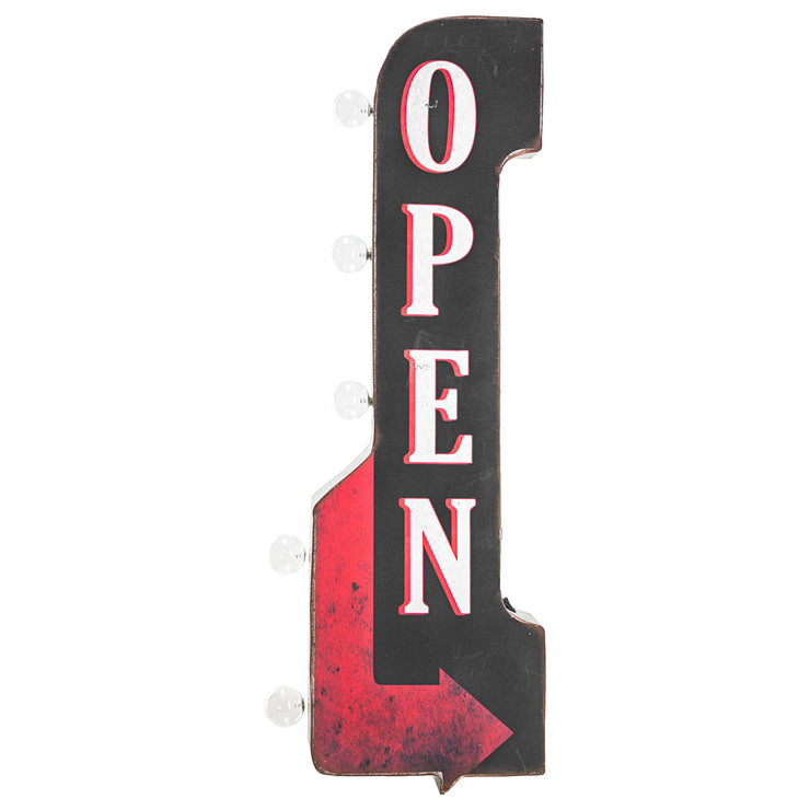 Vintage Open LED Marquee Arrow Sign (30” x  9”)
