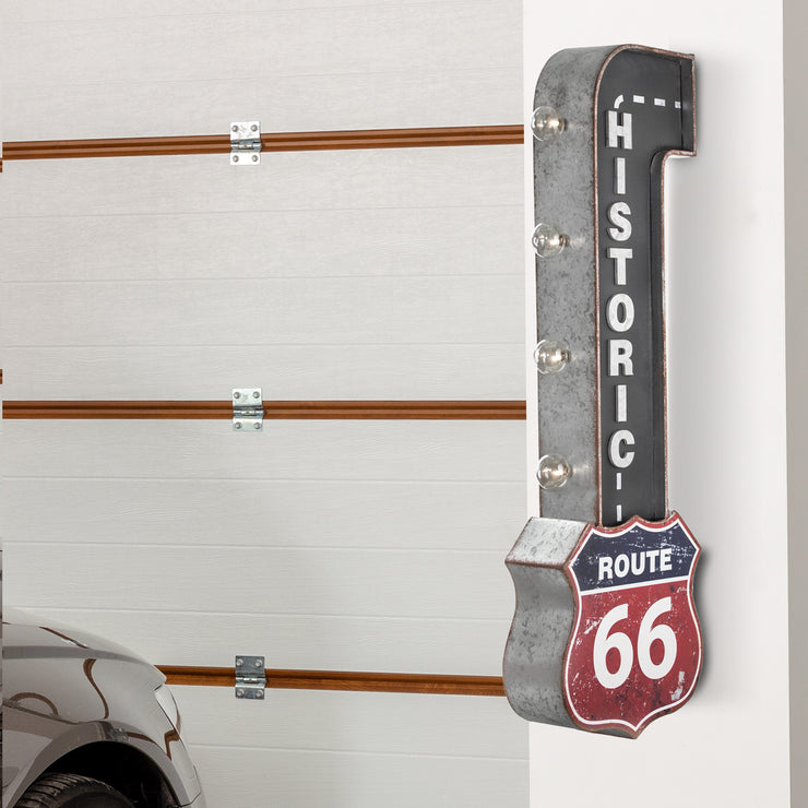Historic Route 66 Vintage LED Marquee Sign Wall Decor