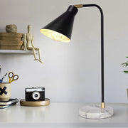 Industrial Adjustable Desk Lamp with Marble Base – Black (21”)