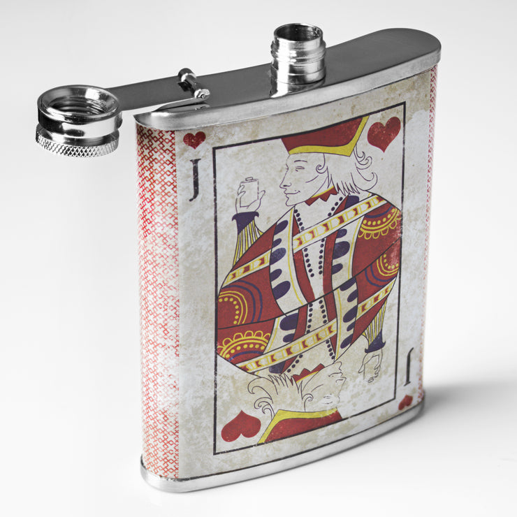 Jack of Hearts Stainless Steel 8 oz Liquor Flask