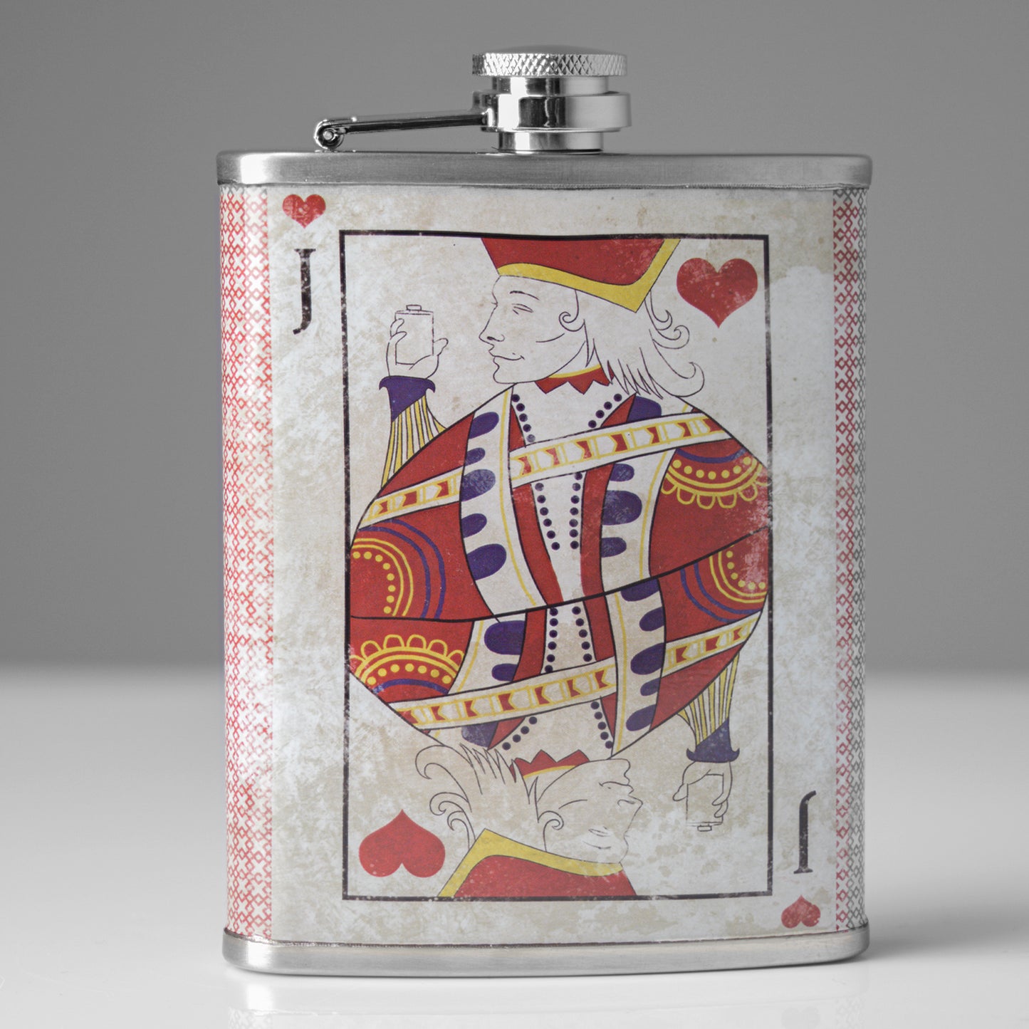 Jack of Hearts Stainless Steel 8 oz Liquor Flask