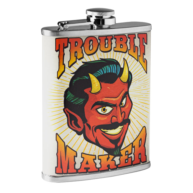 Trouble Maker Stainless Steel 8 oz Liquor Flask