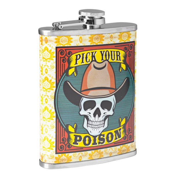 Pick Your Poison Stainless Steel 8 oz Liquor Flask