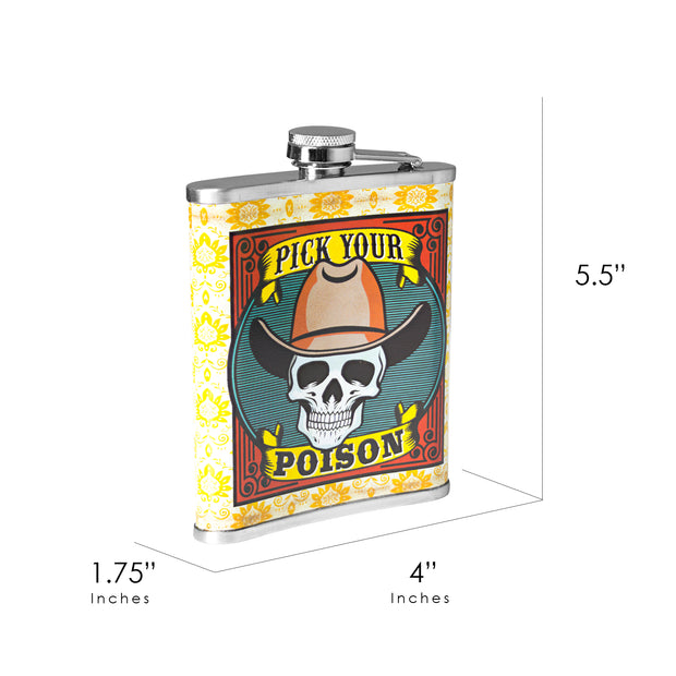Pick Your Poison Stainless Steel 8 oz Liquor Flask