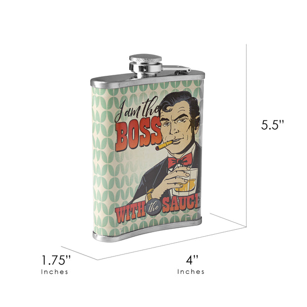 Boss with the Sauce Stainless Steel 8 oz Liquor Flask