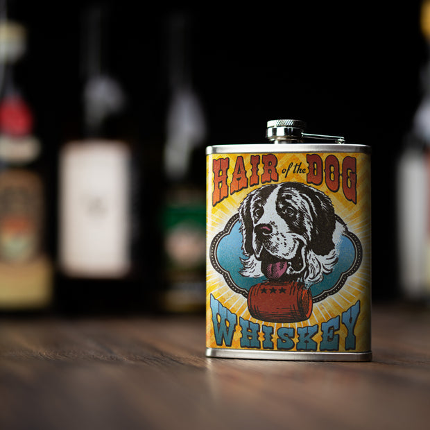 Hair of the Dog Whiskey Stainless Steel 8 oz Liquor Flask