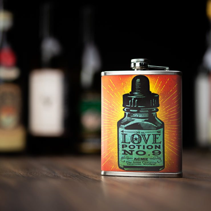 Love Potion No. 9 Stainless Steel 8 oz Liquor Flask