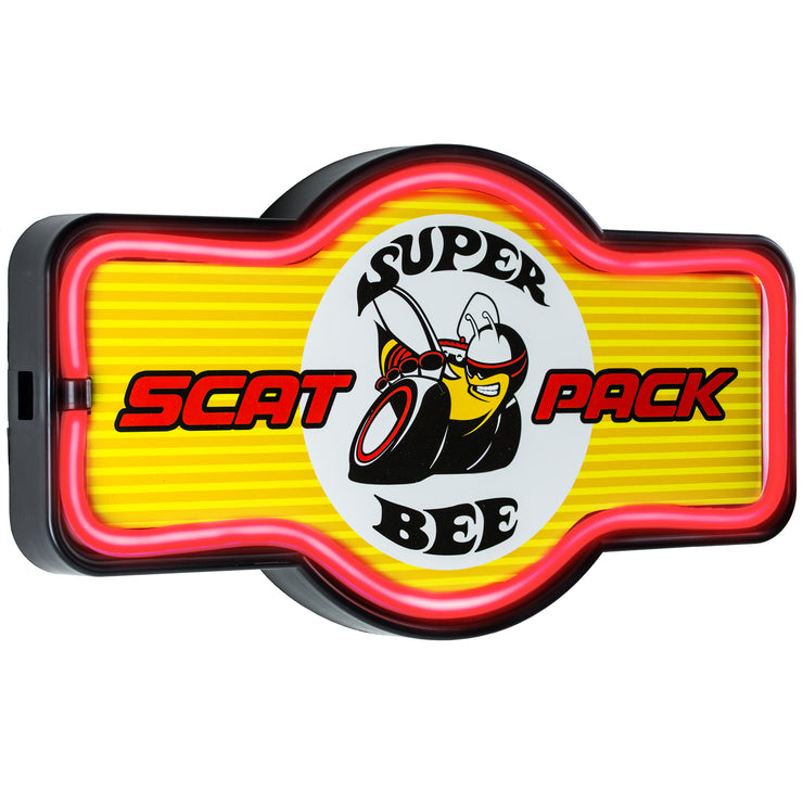 Dodge Super Bee Scat Pack LED Neon Light Sign Wall Decor (9.5” x 17.25”)