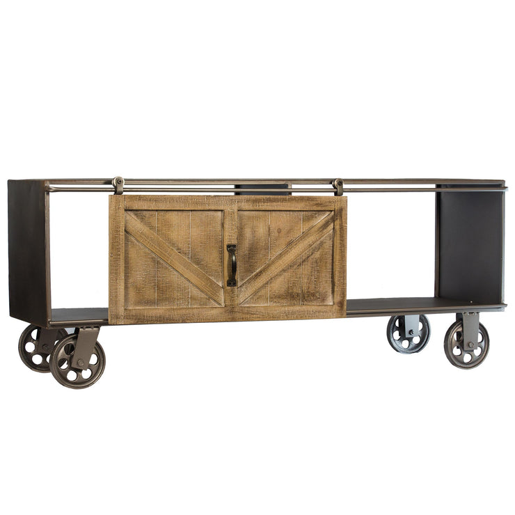 Metal Cabinet Credenza Wood Barn Door