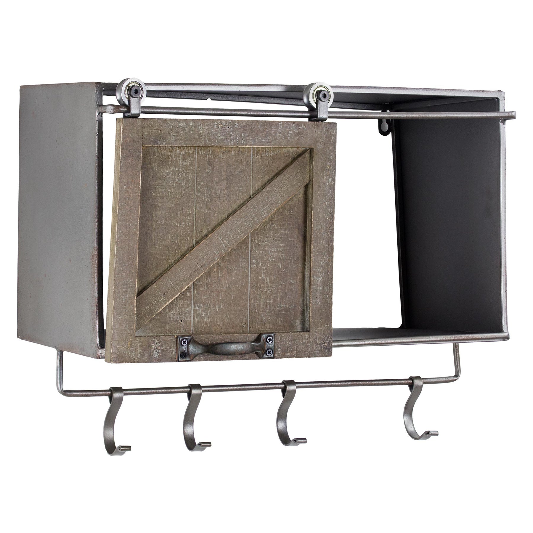 Shabby-Chic Whitewashed Wood & Black Metal Hand Towel Rack