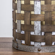 Rustic Farmhouse Bamboo and Metal Storage Basket (Medium)