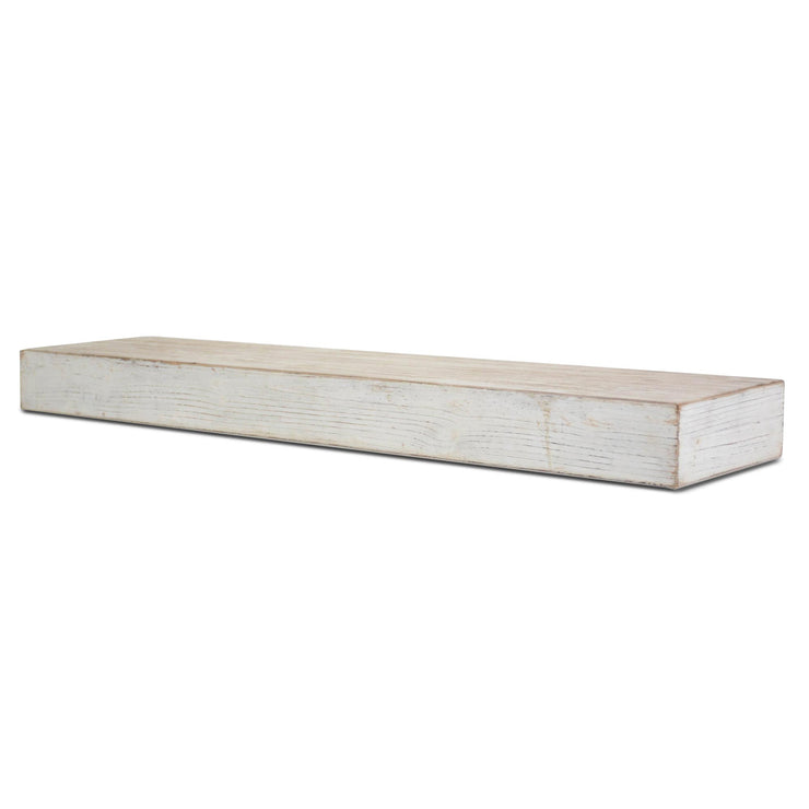 Whitewashed Wood Floating Wall Shelf - Large