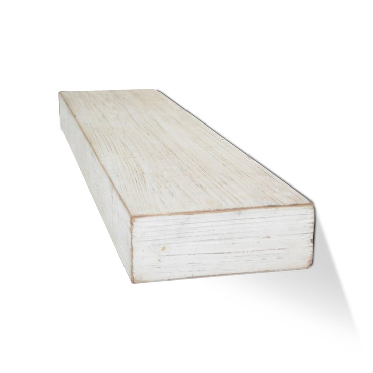 Whitewashed Wood Floating Wall Shelf - Large