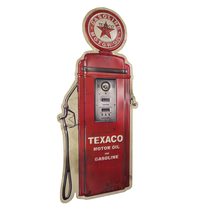 Vintage Texaco Motor Oil Gasoline Pump Embossed Metal Sign