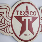 Vintage Texaco Wings Logo Embossed Metal Sign
