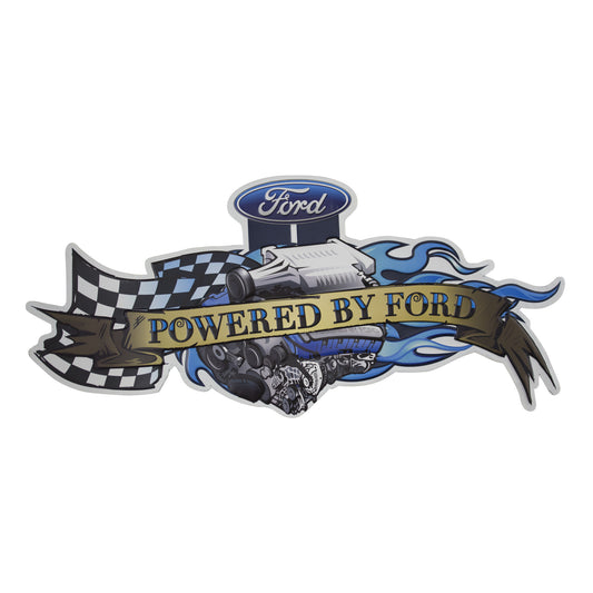 Powered by Ford Embossed Metal Sign