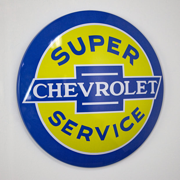 Licensed Chevrolet Super Service 15" Dome Metal Sign