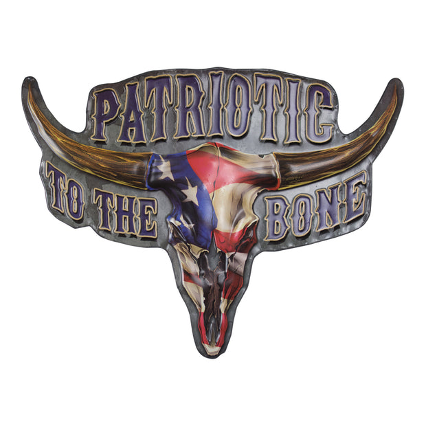 Patriotic to the Bone Embossed Metal Sign