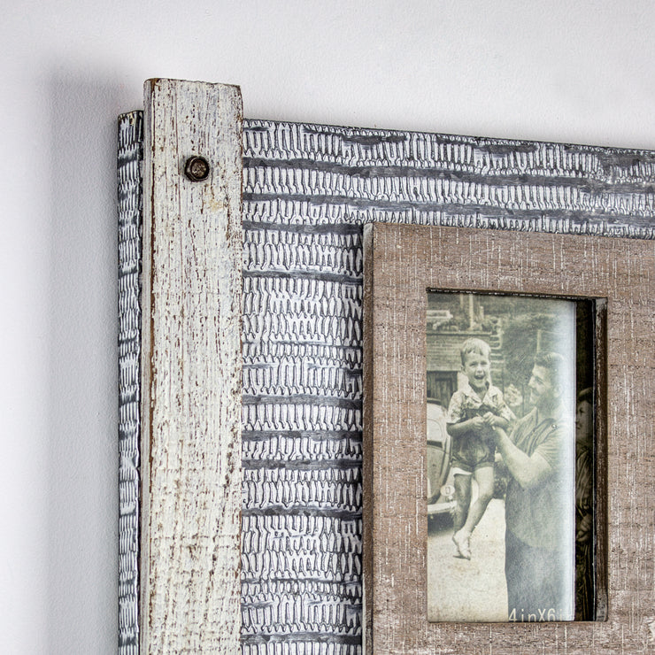 Rustic Wood and Metal Hanging 5 Picture Photo Frame