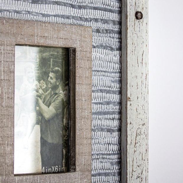Rustic Wood and Metal Hanging 5 Picture Photo Frame
