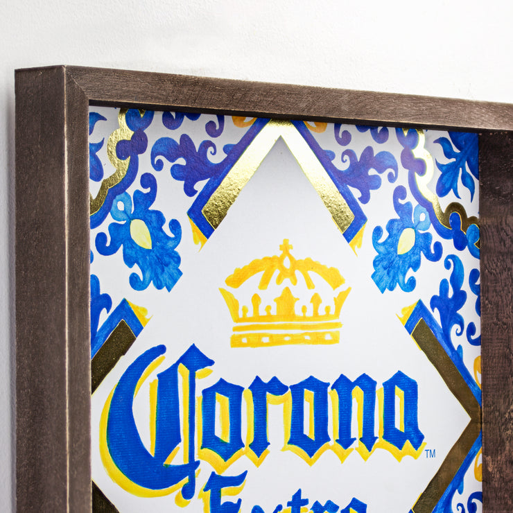 Corona Extra Beer Framed Art Print with Gold Foil 14.25"