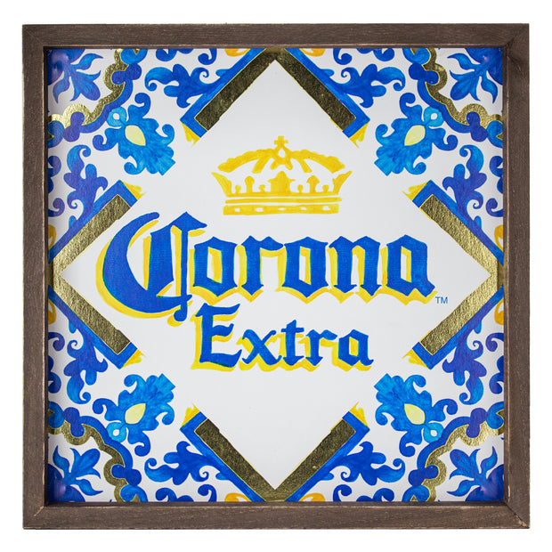 Corona Extra Beer Framed Art Print with Gold Foil 14.25"