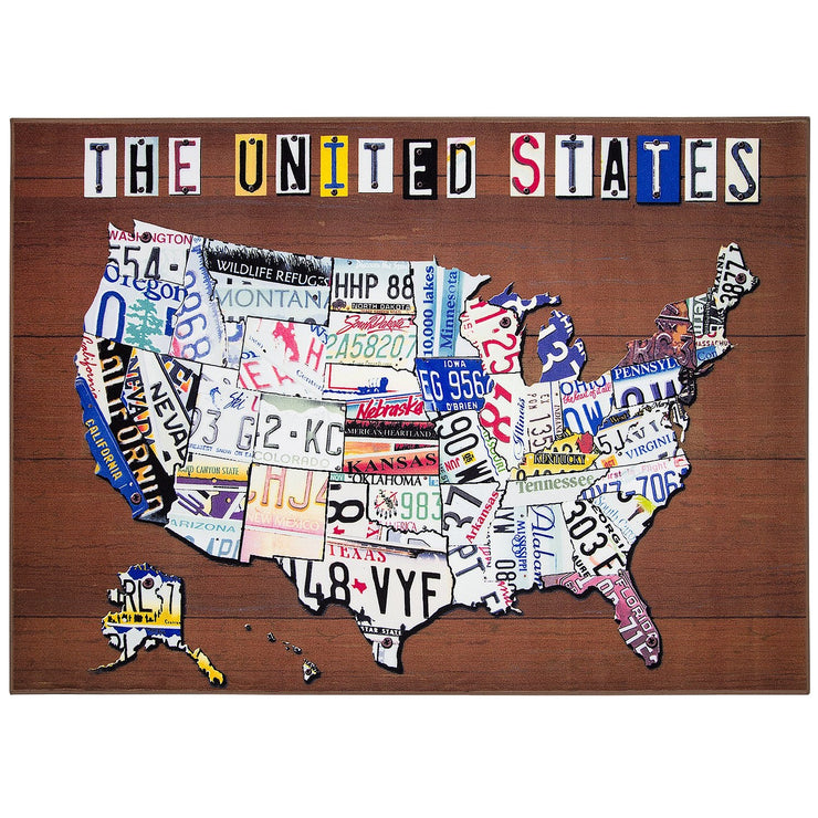 United States License Plate Map Area Rug (5'x7')