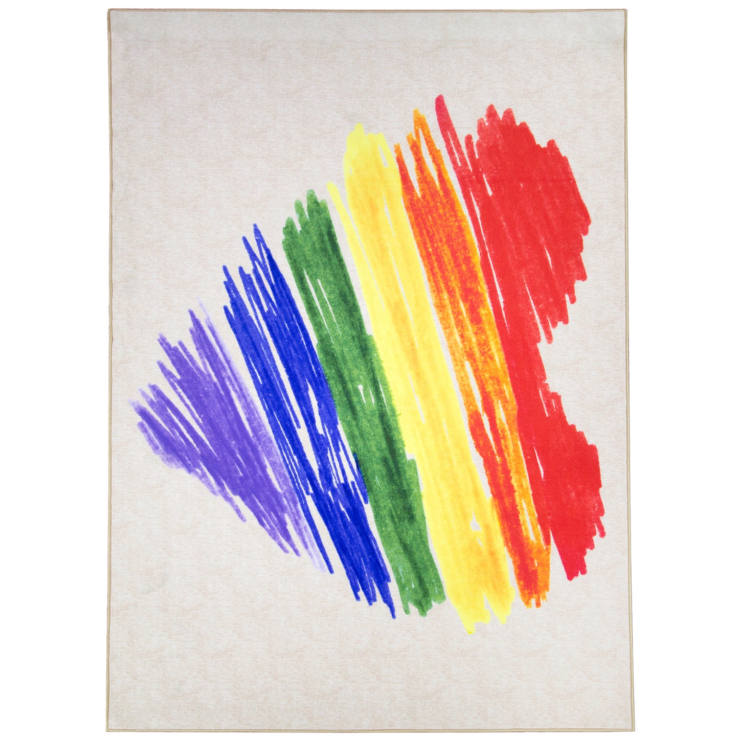 Pride Rainbow Brushstroke Heart Area Rug (5'x7')