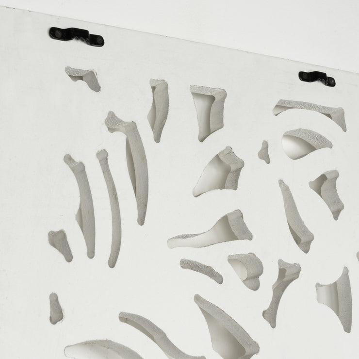 Hand-Carved Medallion Wall Art - White (30" x 15")