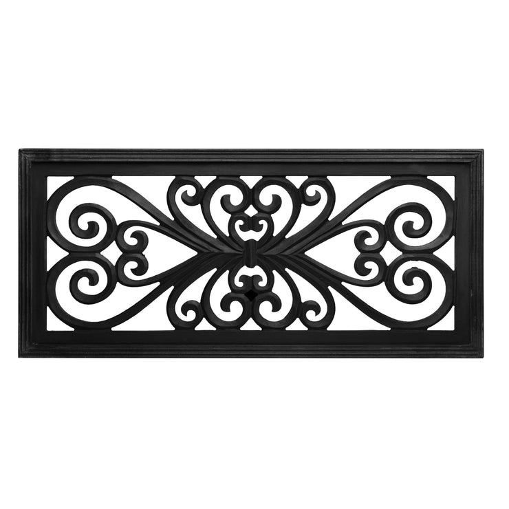 Hand-Carved Floral Wood Panel and Wall Decor - Black