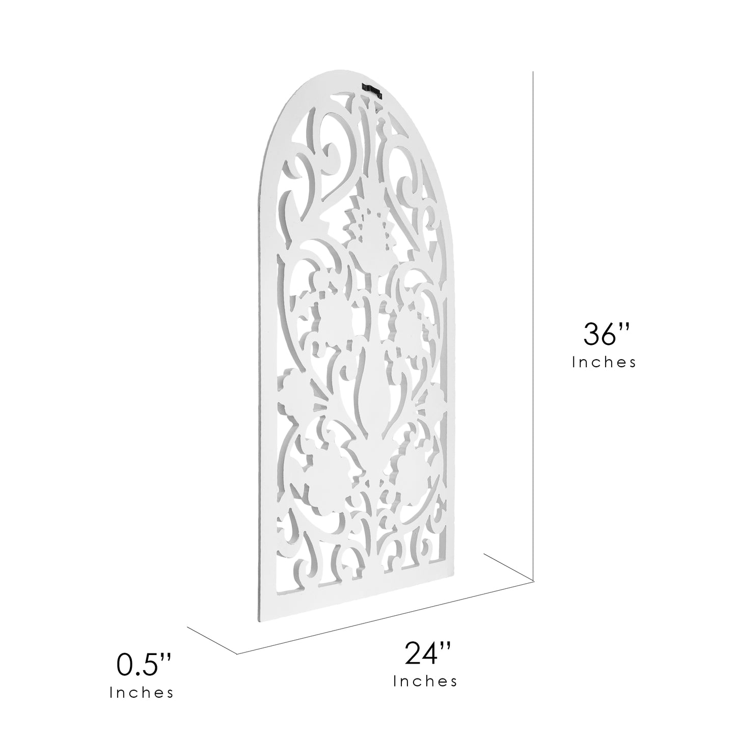 Arched Windowpane Wood Wall Panel – White (36" x 24”)