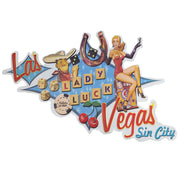 Viva Las Vegas Lady Luck Embossed Metal Sign
