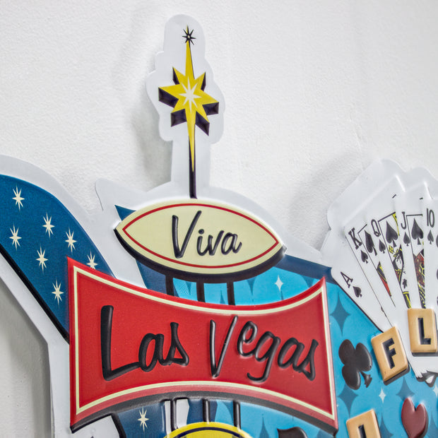 Viva Las Vegas Royal Flush Embossed Metal Sign